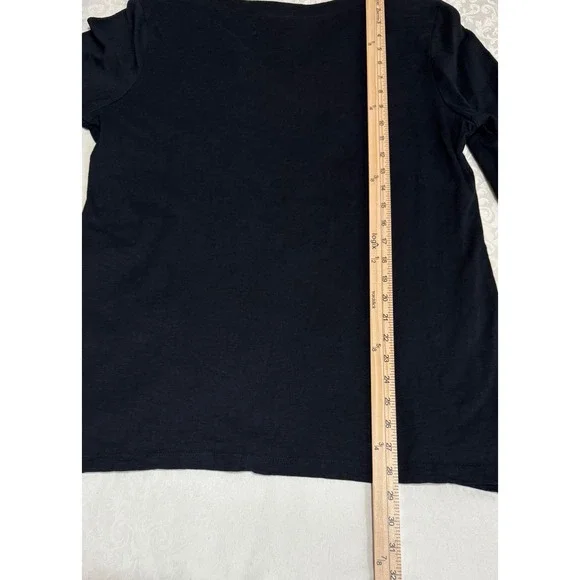 JM Collection Embroidered Top Women L Black White Floral V-Neck 3/4 Sleeve Boho - Picture 6 of 11